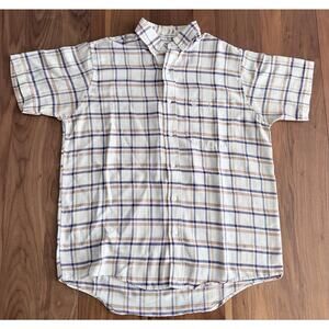 Vintage 70s Sears Roebuck & Co. Plaid Short Sleeve Button Down Shirt Men's M